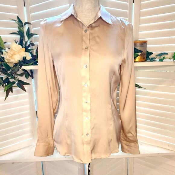 NOUVELLE SILK95FIVE TAUPE BLOUSE SIZE XSMALL RETAIL $330 - Picture 2 of 9